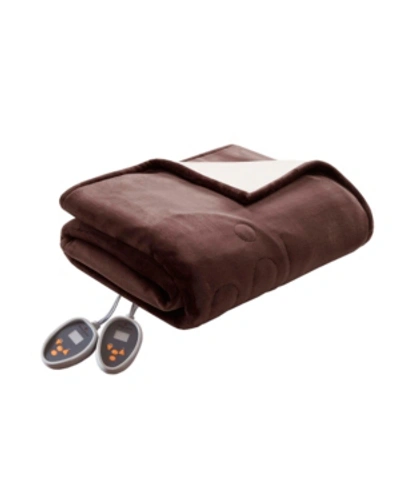 Woolrich Electric Plush To Berber Reversible Queen Blanket Bedding In Chocolate