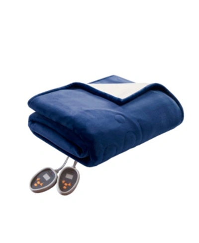 Woolrich Electric Plush To Berber Reversible Queen Blanket Bedding In Indigo