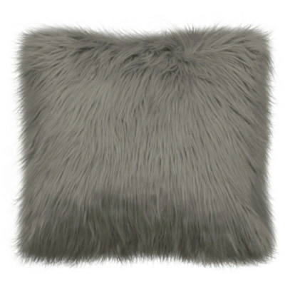 French Connection Sheepskin 22" Square Faux Fur Decorative Pillows Bedding In Dark Gray