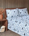 Woolrich Cotton Flannel 4-piece California King Sheet Set Bedding In Blue Sheep
