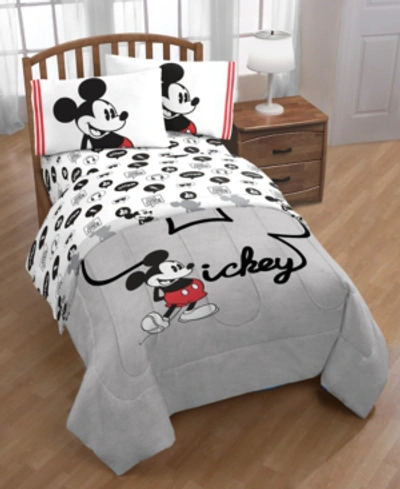 Disney Mickey Mouse Jersey Classic 4-pc. Twin Bed In A Bag Bedding In Grey