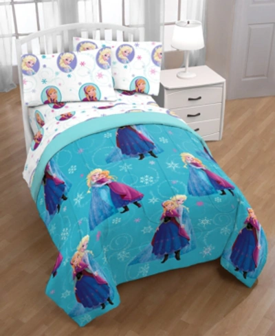 Disney Frozen Swirl Full 5 Piece Comforter Set Bedding In Blue