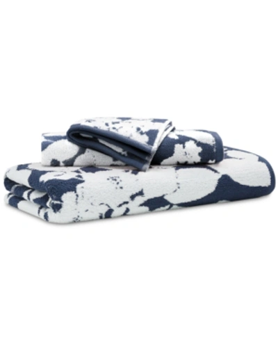 Ralph Lauren Sanders Floral Antimicrobial Cotton Hand Towel, 16" X 30" In Club Navy