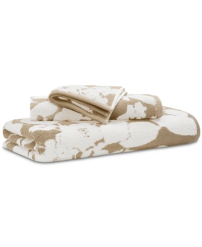 Ralph Lauren Sanders Floral Antimicrobial Cotton Washcloth, 13" X 13" In Tan
