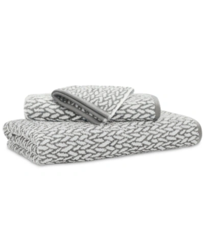 Lauren Ralph Lauren Sanders Basketweave Antimicrobial Washcloth, 13" X 13" In Pewter Grey