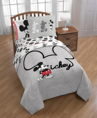 Disney Mickey Mouse Jersey Classic Twin/full Comoforter And Sham Set Bedding In Grey