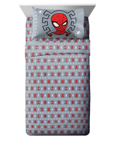 Marvel Spiderman 3 Piece Twin Sheet Set Bedding In Grey