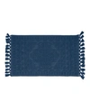 French Connection Nellore Fringe Cotton 17" X 24" Bath Rug Bedding In Navy