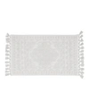 French Connection Nellore Fringe Cotton 17" X 24" Bath Rug Bedding In White