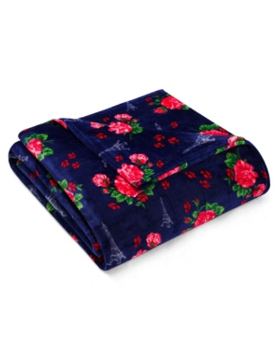 Betsey Johnson French Floral Passport Blanket, Full/queen In Blue