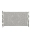 French Connection Nellore Fringe Cotton 17" X 24" Bath Rug Bedding In Medium Blue