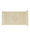 French Connection Nellore Fringe Cotton 17" X 24" Bath Rug Bedding In Taupe Grey