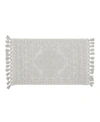 French Connection Nellore Fringe Cotton 17" X 24" Bath Rug Bedding In Light Grey