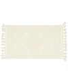 French Connection Nellore Fringe Cotton 20" X 34" Bath Rug Bedding In Ivory
