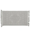 French Connection Nellore Fringe Cotton 20" X 34" Bath Rug Bedding In Medium Blue