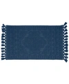 French Connection Nellore Fringe Cotton 20" X 34" Bath Rug Bedding In Navy