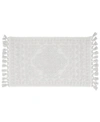 French Connection Nellore Fringe Cotton 20" X 34" Bath Rug Bedding In White