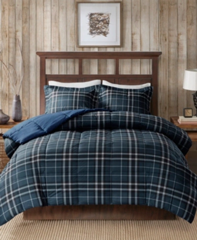 Woolrich Flint Cozy-spun Down-alternative Comforter Set, Full/queen In Navy