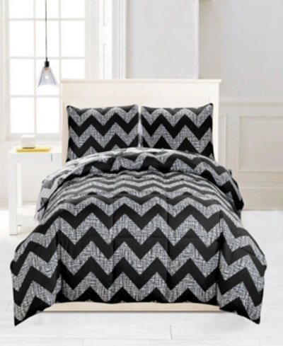 Kensie Wyatt Reversible 3-pc. Full/queen Comforter Set Bedding In Black