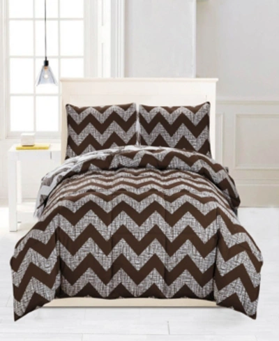 Kensie Wyatt Reversible 3-pc. Full/queen Comforter Set Bedding In Chocolate