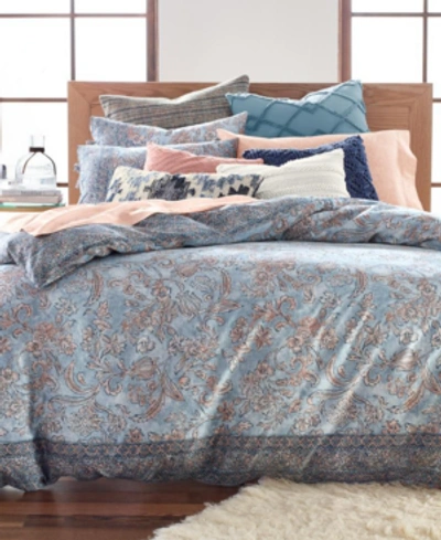 Lucky Brand Closeout!  Blue Basanti Cotton 2-pc. Twin Comforter Set, Created For Macy's Bedding In Blue Combo