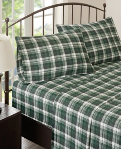 Woolrich Cotton Flannel 4-piece Queen Sheet Set Bedding In Green Plaid