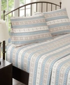 Woolrich Cotton Flannel 4-piece California King Sheet Set Bedding In Blue Snowflake