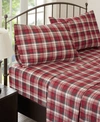Woolrich Cotton Flannel 4-piece California King Sheet Set Bedding In Red Plaid