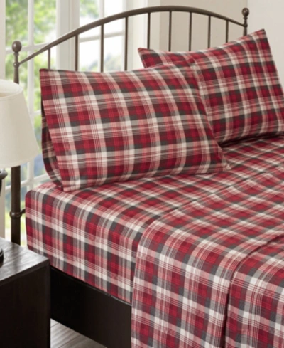 Woolrich Cotton Flannel 4-piece California King Sheet Set Bedding In Red Plaid