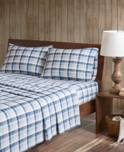 Woolrich Cotton Flannel 4-piece Queen Sheet Set Bedding In Blue Plaid