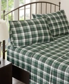 Woolrich Flannel 4-piece King Sheet Set In Green Plaid