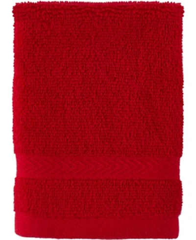 Tommy Hilfiger Modern American Solid Cotton Washcloth, 13" X 13" In Red