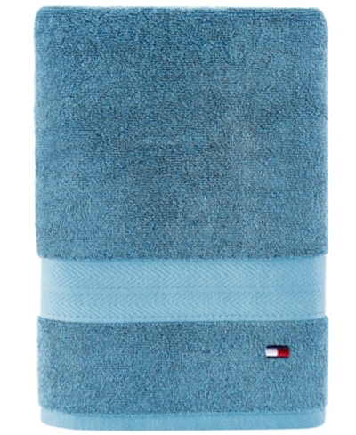 Tommy Hilfiger Modern American Solid Cotton Bath Towel, 30" X 54" In Seaglass