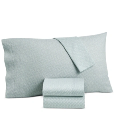 Lucky Brand Closeout!  Baja Stripe Cotton 230-thread Count 3-pc. Twin Sheet Set, Created For Macy's B In Blue