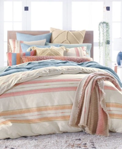 Lucky Brand Closeout!  Baja Stripe Quilted Cotton 230-thread Count 3-pc. Full/queen Duvet Set, Create In Ivory