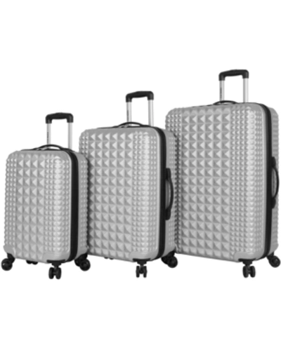 Steve Madden Armour 3-pc. Hardside Spinner Set In Silver