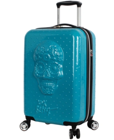 Betsey Johnson 20" Hardside Carry-on Spinner In Blue Skull