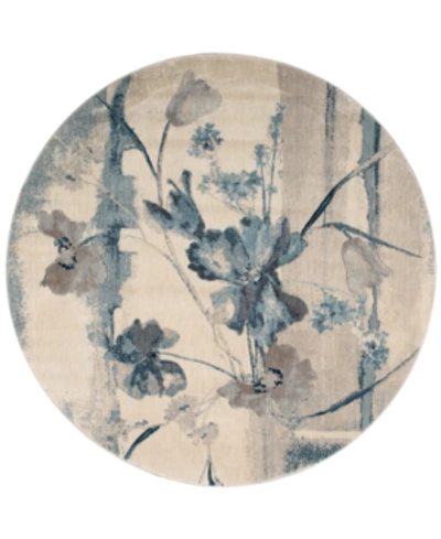 Nourison Closeout!  Home Somerset Ivory/blue Art Flower 5'6" Round Rug