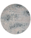 Nourison Closeout!  Home Somerset Silver/blue Blossom 5'6" Round Rug