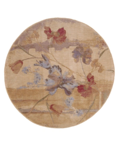 Nourison Closeout!  Home Round Area Rug, Somerset St18 Art Flower Beige 5' 6" In Tan/beige