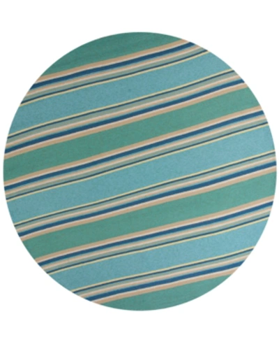 Kas Harbor Stripes 4230 Ocean 7'6" Indoor/outdoor Round Area Rug