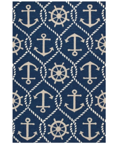 Kas Harbor Marina 4220 Navy 7'6" X 9'6" Indoor/outdoor Area Rug