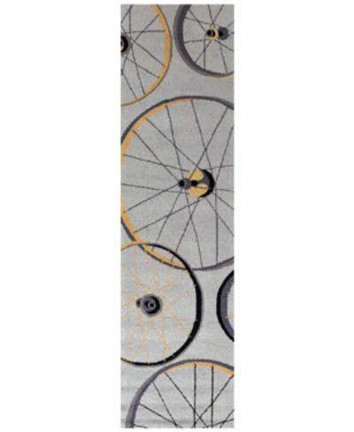Kas Sonesta Wheels In Motion 2035 Gray 2' X 7'6" Runner Area Rug In 2035 Grey