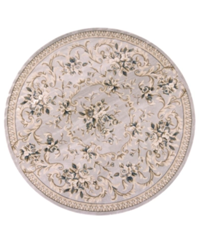 Kas Avalon Aubusson 7'10" Round Area Rug In 5604 Light Grey