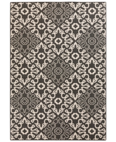 Surya Alfresco Alf-9637 Black 7'6" X 10'9" Area Rug, Indoor/outdoor