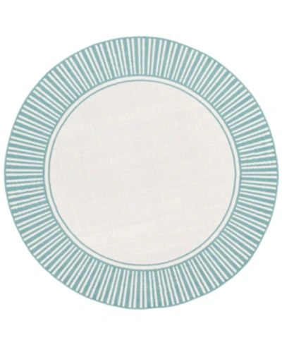 Surya Alfresco Alf-9680 Teal 7'3" Round Area Rug, Indoor/outdoor
