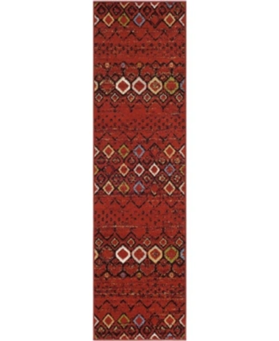 Safavieh Amsterdam Ams108 Terracotta And Multi 2'3" X 8' Runner Outdoor Area Rug In Red