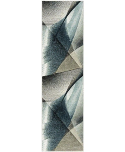Safavieh Hollywood Hlw715 Grey And Teal 2'3" X 12' Sisal Weave Runner Area Rug In Gray