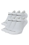 Nike Dri-fit 6-pack Everyday Plus No-show Performance Socks In White/ Black