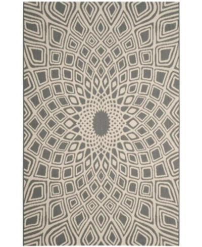 Safavieh Courtyard Cy6616 Anthracite And Beige 5'3" X 7'7" Sisal Weave Outdoor Area Rug In Black